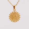18K gold plated stainless steel necklace featuring a hammered disc pendant with letter P - P (With Chain)