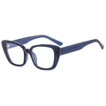 Minimalist cat eye blue light blocking glasses in translucent dark blue resin frames - Blue Frame