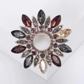 Broche couronne en cristal élégante avec strass colorés au design de rayons de soleil - Or Antique Violet