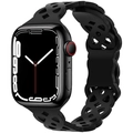 Correa de silicona negra calada para Apple Watch con elegante diseño de ojo de gato - Negro