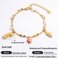 Pulsera de acero inoxidable en oro de 18k con dijes de caballito de mar, corazón y perla - Chapado en Oro de 18K/Acero Inoxidable / Estilo de Caballito de Mar Corazón y Concha Dorado (SL41249)