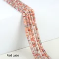 2x4mm Red Lace natural stone flat beads in a cylindrical shape for DIY jewelry making - 2x4mm Spacer Beads (Approx. 150 Beads/Strand) / Red Network Stone