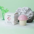 Pink mushroom catnip toy with white retail packaging box on natural green background - Mushroom / Pink