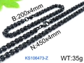 304 stainless steel black Byzantine chain bracelet and necklace set for daily wear - 16cm / Black 4MM