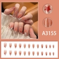 Faux ongles dégradés nude rose avec paillettes argentées et motifs étoiles rouges - Style Dégradé Étoile Rouge (Type Colle)