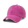 Vintage magenta washed cotton baseball cap with distressed finish and adjustable back strap - Adult 56-60cm / Rose Red