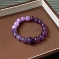Elastic beaded bracelet with polished deep and light purple natural amethyst crystals - 67# Bracelet-Purple (Amethyst Elastic Cord)
