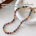 Natural tiger eye and tourmaline beaded necklace with gold rings and heart charm - Jujube Tourmaline Necklace XL0734