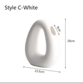 Modern white matte ceramic hollow vase in Style C with height of 20cm for home decor - White - Style C (Donut Shape)