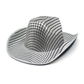 Disco style silver sequined cowboy hat with metallic pattern for carnival party - M (56-58cm) / Silver