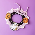 Knitted purple Halloween pet collar with pumpkin and ghost motifs for dogs and cats - Bobby Purple-M / Within 6kg