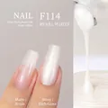 F114 Pearl White Nail Polish with Glossy and Matte Finishes for Manicure Art - F114 Pearl White