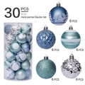 Set of 30 blue and silver 6cm Christmas ball ornaments in five various textured finishes - 6cm Silver Diamond Barrel Balls (30pcs)