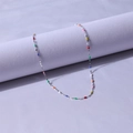 Minimalist silver lip chain necklace featuring multi-colored enamel bead accents - Steel + Multicolor / 40+5cm