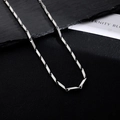 Silver NK Cuban chain necklace for men in stainless steel with flat geometric link design - Bamboo Link Chain / 45cm Length 3mm Width