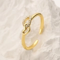 Anello in rame placcato oro 18K con zircone, design a cuore e simbolo dell'infinito - Stile Cuore e Infinito (13296)