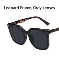 Fashionable square leopard tortoise shell sunglasses with dark grey lenses for women - Leopard Grey Lens