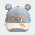 Berretto da bambino con orecchie da orso, rete traspirante e patch Bear blu e beige - 52cm 2-5 Anni / Blu (Bear)