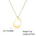 Polished gold Arabic letter pendant necklace in stainless steel with 45cm+5cm chain length - Arabic Letter 25