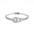 Bracciale rigido argentato con tre zirconi a goccia e pavé di cristalli scintillanti - Stile Goccia (1536) / Argento