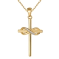 Elegante ciondolo a croce infinito in argento S925 placcato oro 18K con zirconi bianchi - Stile A Croce Infinito / Oro