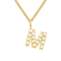 Gold titanium steel necklace featuring a pearl-embellished initial M pendant for women. - Letter M / Gold