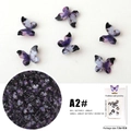 Dettaglio di ciondoli per unghie a farfalla in resina viola 3D con confezione e dimensioni - Farfalla Simulata A2# (Sfumatura Viola e Nero)