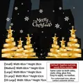 Champagne gold Christmas tree static window stickers with snowflakes and stars pattern - Simple Forest