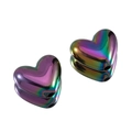 Rainbow metallic heart acrylic beads for handmade DIY jewelry making and phone chains - 10Pcs/Pack / Black