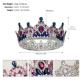 Corona da sposa barocca vintage in argento con cristalli blu scuro e rosa - Argento Antico + Strass Rosso Rosa Multicolore