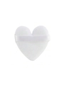 White heart-shaped flocked makeup powder puff with soft satin ribbon handle - Flocked Heart Puff / White