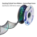 Iridescent fishtail ribbon in camo green with 4cm width and metallic shimmer finish - Camo Green