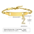 Macro detail of gold stainless steel bar bracelet with crystal letter Z pendant - 12CM Letter Z / Gold