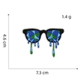 Blue dripping sunglasses embroidered patch for clothing with 7.3cm x 4.6cm dimensions - Geometric Sunglasses Shape