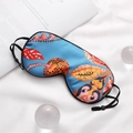 Blue faux silk sleep mask with colorful paisley leaf pattern and adjustable strap - Ethnic Style-Retro Paisley