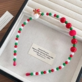 Cerchietto natalizio con perle rosse verdi bianche e decorazione 3D a renna - 1-Cerchietto Renna