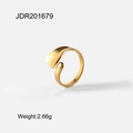 Irregular geometric gold open ring JDR201679 with smooth finish, weight 2.66g - Minimalist Polished Open Style (JDR201679)