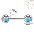 Stainless steel nipple ring with internal thread and 7.9mm blue pink opal sunflower - 1.6x14mm (Threadless) / Style 3-Blue Glitter