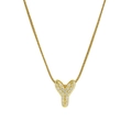 Gold plated letter Y pendant necklace featuring pavé zircon stones on a snake chain - Necklace Y / Gold