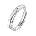 Minimalist S925 sterling silver ring with geometric faceted design and adjustable band - Men's Style (FDJZ-361)