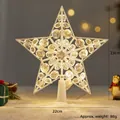 Estrella para copa de árbol de Navidad dorada con luces LED cálidas y gemas 23x22cm - 22cm Hueco Luz Cálida