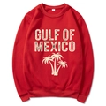 Red Gulf of Mexico beach sweatshirt with palm trees graphics in a casual loose fit - Red
