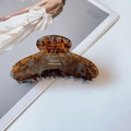 Pince à cheveux élégante en acétate ambre et bleu de grande taille pour femmes - Caramel Marbré