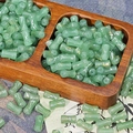 Bamboo shaped light green glass spacer beads with gold lines for jewelry making - Cyan (Brushed Jade 6x12mm)