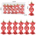 6er-Set rote elektroplattierte Weihnachtsanhänger in Bonbonform mit Goldschnur - 6er Set / Rot