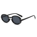 Retro punk small round sunglasses in black with vintage 45-degree side view perspective - C1 Black
