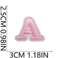 Pink embroidered letter A patch with white border measuring 3cm by 2.5cm size - A (Pink)