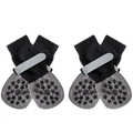 Waterproof non-slip dog socks in black and grey with reflective straps and silicone grips - XS / Black Star Grip