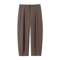 Chique donkerbruine pantalon met hoge taille, wijde pijpen en plooien voor damesmode - XS / Bruine Broek