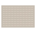 Minimalist taupe living room rug with white grid pattern and modern art design - Mist Song
